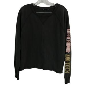 Abercrombie and Fitch Top Large Womens Dark Gray Spell Out on Sleeve and Back L